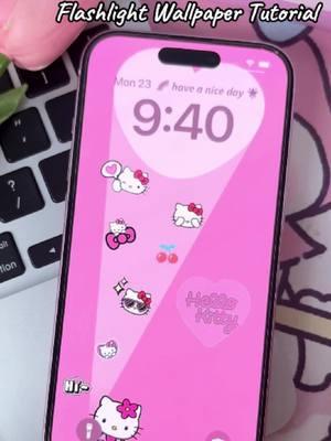 Flashlight wallpaper🔦 tutorial💕#wallpaper #lockscreen #iscreen #iphonetricks #ロック画面#sticker #hellokitty #minions #supermario ##custimized #fyp