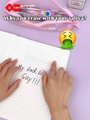 Ewe!!!🤮why she erase with her saliva?#iigen #stationery #stationeryaddict #eraser #cutestationery #funnyvideo #funnytiktok #fyp #iigenstationery 