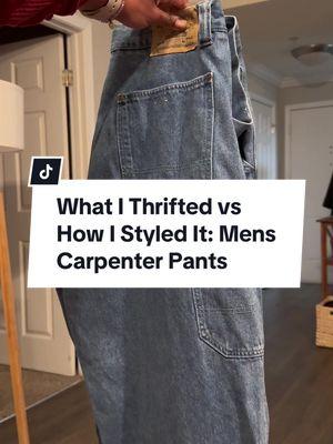 maybe next time ill tell you why thrifting mens jeans is almost always more successful for me. #howtostyle #carpenterpants #winterstyleinspo #thriftedfashion #size12 #midsizefashion #goodwillfind