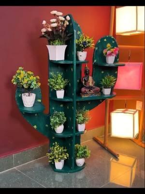 Cactus shaped DIY cardboard shelve DIY idea #crafts #reuse #cardboardcraft #creatorsearchinsights 