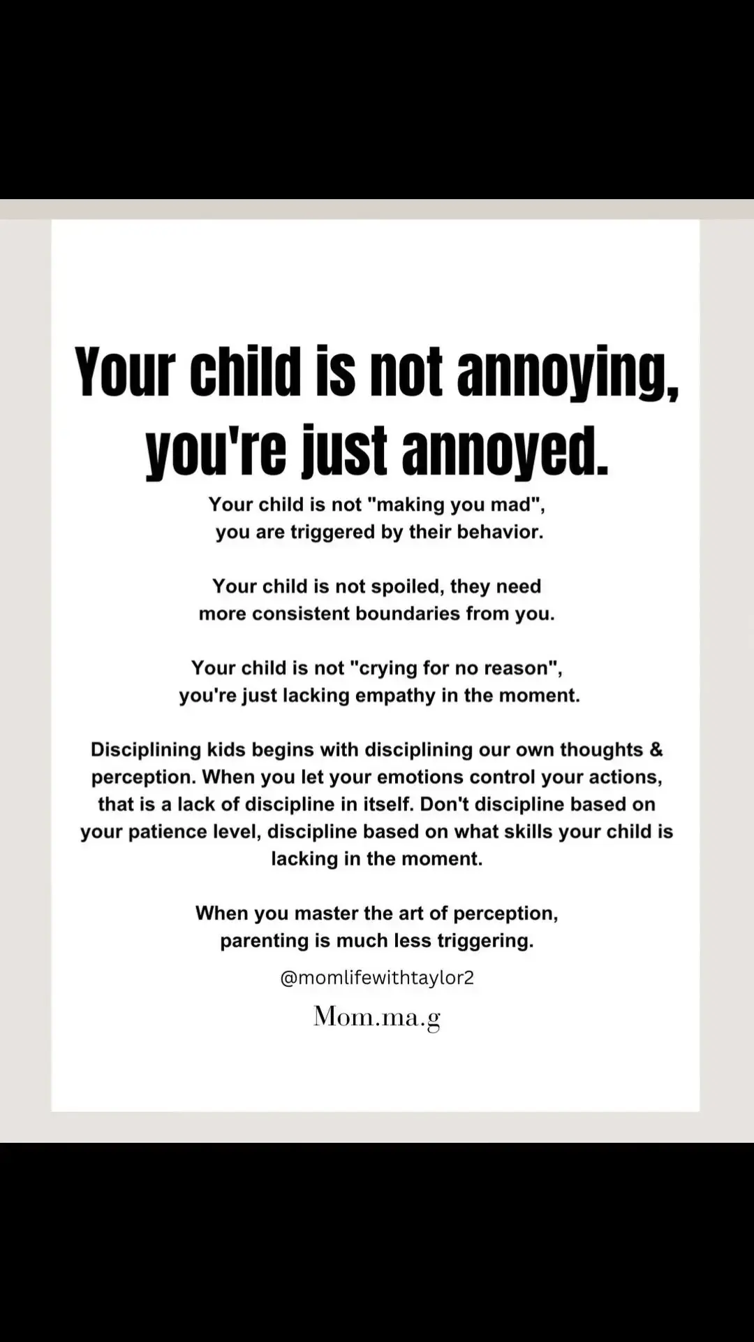 Our triggers and trauma are really not our children’s fault or responsibility to carry. . . #mindfulparenting #parentingquotes #parentingtip #parenting101 #parentingskills #respectfulparenting #childdevelopment #motherhoodquotes #lifewithlittles #mindfulmama #asianmama #positiveparenting #positiveparentingsolutions #gentleparenting #consciousparenting #montessori #montessorikids #teachermom #homeeducator #parenteducator #asianpareting #asiaparent