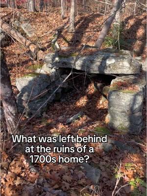 What was left behind at the ruins of a 1700s home? All that’s left is the stone foundation. We used our metal detectors to find what people may have dropped at this house site in the 1700s and 1800s before it was abandoned. #metaldetecting #cellarhole #oldhome #stonefoundation #history #fyp 