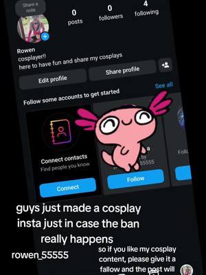 Guys, not my usual post, buuuut, I just made a new Insta account incase this Tik Tok Ban really happens so make sure to give it a follow.There will be videos and pictures please give it a fallow!!!  Rowen_55555  #fyp #ooc  #outofcosplay #instagram #gofallowme #falowers 