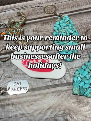 Keep supporting small businesses after the holidays!! We dread this slow period after the holidays! Please shop small!  #western #SmallBusiness #westernboutique #cowboy #cowgirl #cowprint #cow #cowsoftiktok #cows #cowtag #cattle #cattleskull #turquoise #country #countrytiktok #westernshop #morganwallen #countryboy #countrygirl #countrylife #cattletok #westernshop #westernfashion #westernwear #westernjewelry #westernstyle #turquoise #turquoisejewelry #dirtroad #trucktok #resinkeychains #resincow #wristlets #beadedwristlet #cowboy #cowboyboots #cowgirlboots #cowboyshit #countryroads #sunflower #smallbusinesscheck #metalstamped #metalstampednecklace #metalstampedkeychain #metalstampedcowtag #cowtag #cowtagnecklace#punchy #punchywestern #punchycowgirl #metalstampedrings #stampedrings #westernrings #TikTokShop #tiktokshopping 