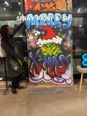 Spray Paint and Sip in Atlanta. Keep adding creativity to those dates and friend outings in 2025. Follow the link in bio for discounts on this and other @Fever experiences  #thingstodoinatlanta #datenightideas #funactivities #spraypaint #feverambassador 