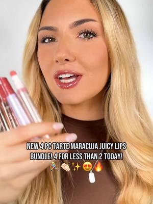 $104 WORTH OF TARTE MARACUJA JUICY LIPS FOR ONLY $33.75 TODAY!🏃🏼‍♀️🔥👏🏻 This new bundle includes: 1 maracuja juicy lip plumping oil, 1 maracuja juicy lip vinyl, 1 maracuja juicy lip plump, & 1 maracuja juicy lip plump shimmer glass! 😍 Limited time deal so run!! @tarte cosmetics #tartecosmetics #tarte #tartemaracujajuicylip #maracujajuicylip #lipoil #lipbalm #lipplumper #lipplump #ttsbeautybesties #tiktokshopyearendsale #tiktokshopcreatorpicks #tiktokshopnewarrivals #maracuja #mademyyear #starcreatorcompetition #tiktokmademebuyit #newyearnewaura 