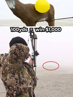 100 yard shot for $1,000 #archery #compoundbow 