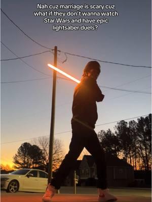 Her loss I guess? 😆 #starwars #trending #lightsaber #sunset #jediknight #lightsaberduel #marriage 