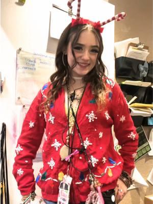 heres my fit check for chrimis eve work shift 💔🎄#workinggal #xoxo #gossip #lastchristmas #wham #80schristmas #christmassweater #uglychristmasweaters #candycane #bahhumbug #hollyjollychristmas #kristenbell #phillygirl #striplashes #fypシ #dancingqueen ##christmastimeishere