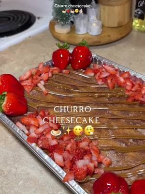 🍓CHURRO CHEESECAKE🍮🍓 como siempre gracias a @Jessica por siempre compartir sus recetas ❤️#churrocheesecake #dessert #postres #recetasfaciles #emprendimiento #postresdeliciosos #desserts 