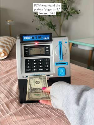 Tbh I want one for myself 😂 but seriously!! What a fun way to teach kids about money and saving!  #piggybank #atm #mom #kidstoys #toddler #kidtoy #toddlermom 