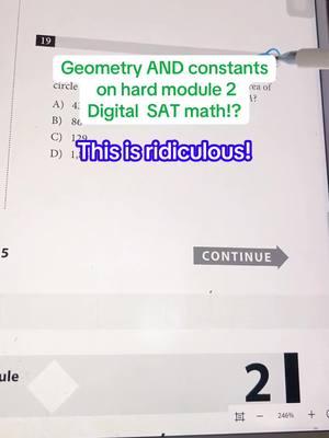 When the digital SAT math section combines geometry and constants AND area… most students mess up! Are you smart enough and strong enough in your SAT knowledge to absolutely nail this tricky math question? You may see similar concepts on the PSAT and ACT as well! #sat #dsat #digitalsat #satmath #satprep #sattutor 