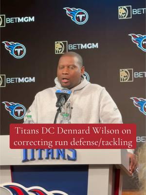 #Titans DC Dennard Wilson discusses fixing a broken run defense, as well as tackling problem. #titanup #nfl #tennesseetitans #titansfootball #nflfootball #fyp 