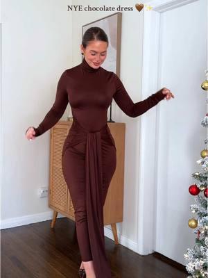 Chocolate dress for nye 🤎🤎✨ #nyeoutfit #nye #holidayoutfit #chocolatefashion #browndress #brownoutfits #nye2024 