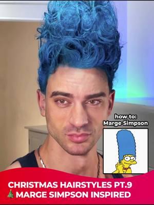 🎄Christmas hairstyles pt.9 🧝‍♀️Marge Simpson inspired @Adriano Leonardo  #LifeHack #fyp #hairtok #hairstyleideas #anime #simpsons #cartoon #TYMO #christmas #christmashairstyle #porta