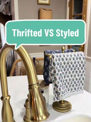 What I thrifted VS How I styled it!  #thrifting #thriftedvsstyled #thrifted #thriftingfinds #brass #thriftedbrass #fixerupper #homedecor #christmasdecor #Home #vintagehome #thriftedhomegoods #vintagestyle 