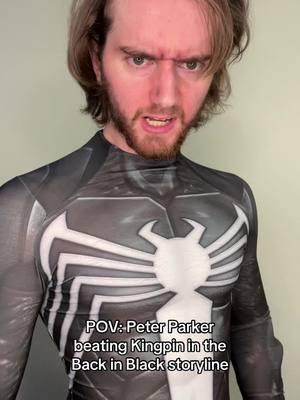 “I’m not here to stop you, I am!” #spiderman #spidermancosplay #spidermancosplayer #backinblack #blacksuitspiderman #marvel #marvelcomics #spidermancomics #kingpin #wilsonfisk #peterparker #epic #epicthemusical 