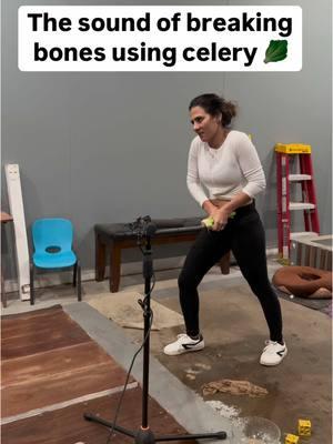 The sound of breaking bones using celery #Reelfoleysound #foley #foleyartist #bone #foleyceleryj #postproduction #lovemyjob #bts #audio #sound #breakbonefoley bonebreaksound 