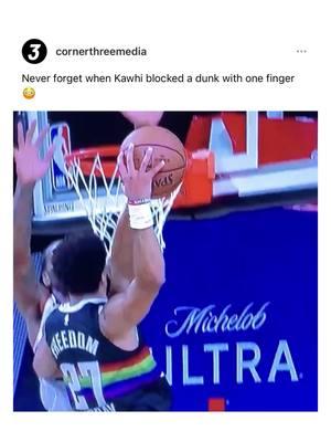 Kawhi blocked it with one finger 😭 #cornerthreemedia #basketball #NBA