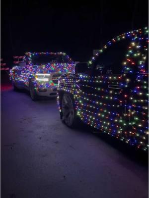 Best duo out right now! @oooscar.g #JgCollection #OscarG #DroppedTrucks #BabyDually #DroppedChevy #IntroWheels #duo #Christmas #ChristmasLights #Fyp #Explore #JgCollectionGarage 