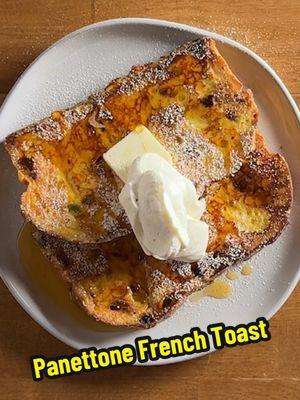 Got a leftover holiday panettone no one wanted to take home? 😏 Turn it into the breakfast everyone will fight over: Panettone French Toast! 🍞🍳  Link in bio for the recipe. #HolidayTreats #brunchtok #breakfastideas #leftoversforbreakfast #fruitcake #cookingforkids 