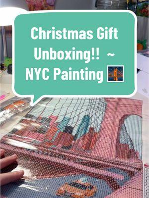 Christmas Gift Unboxing!! I got a New York City diamond painting and I love it so much! The colors are perfect and very me! 🗽✨🌉 #diamondartwithave #christmas2024 #christmashaul #viral #diamondart #diamondartkit #diamondpainting 