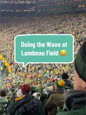 Doing the wave at Lambeau Field even when we weren’t supposed to apparently 😆 #thewave #lambeaufield #greenbaypackers #packersvssaints #cheesehead #greenbaywi #packerfans 