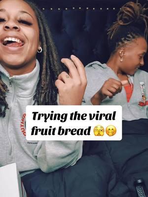 Fruit bread anyone? So this was DIFFERENT not terrible but definitely different. The bread is soft and slightly sweet. You should give it a try 🔥 #fyp #fruitbread #foryou #coupletok #femsoftiktok🦋 #lesbiantiktoks 