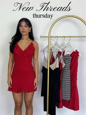 On this week’s episode of NEW THREADS THURSDAY… 🍒🖤  Can you guess what next Thursday’s color palette will be? 👀  #newstyles #minidress #minidresses #occassiondress 