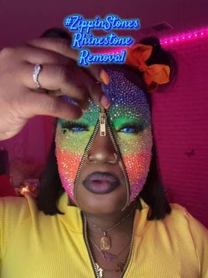 long awaited 💕 Neon Pigments & Lashes : @BeatsByDeb Cosmetics   Zipper : @Walmart   Lip Combo : @Duckie Cosmetics   Contacts : @PinkyParadise   Rhinestones : @Amazon   #life_witheb #creativemakeup #rhinestonemakeup #ZippinStones #ZippinStonesChallenge #LIVE #rhinestoneremoval #rhinestoneasmr #ASMR