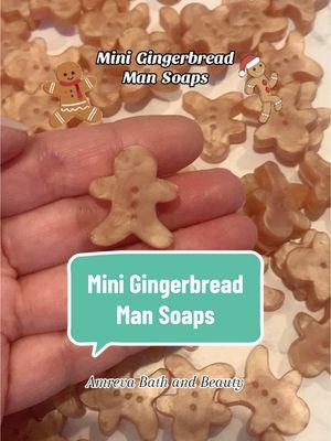 Mini Gingerbread Man Soaps…  Available in our Etsy shop… #gingerbread #gingerbreadman #gingerbreadmen #gingerbreadsoap #holidaysoap #wintersoap #amrevabathandbeauty 