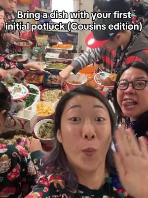 The way my sister (Katie) cheers for everyone’s dishes 🤣 #christmas #potluck #christmaspotluck #matchingpj #familytime 