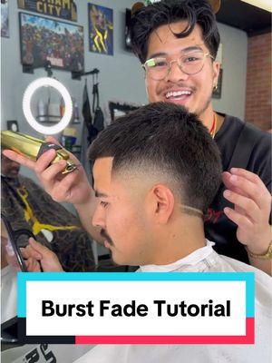 Burst Fade Tutorial 😮‍💨 The mid burst fade with a long buzz on top is a perfect low maintenance cut. You still have range to style it w texture, and the haircut will last you a few weeks. Here is my step by step tutorial on how I did this double v mid burst fade.  #iebarber #burstfade #buzzcut #straighthair #haircutsformen 