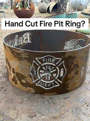 Hand Cut Fire Pit Ring! #purviancemetalart #fyp #metalwork #metal #welding #firepit #plasmacutting #handcut #landscapedesign #landscape #backyard #patio #camping 