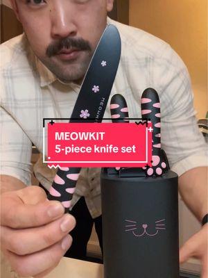 ahh i still need to test them out! but the set already looks so cute on my counter 😩🫶 #meowkit #knifeset #knifesets #knifeblock #kitchenfinds #tiktokshopfinds 