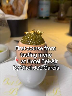 Fine dining tasting menu at @Hotel Bel-Air #hotelbelair #tastingmenu #caviar 