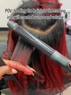 The best way to create bounce and volume when curling is to feed the hair into the curling iron. This is an @oliviagarden_int  long barrel curling iron. This allows the hair to fully go around the barrel creating a round open curl which will give bounce and volume!  Always finish with a holding spray. @schwarzkopfusa Osis Elastic is the perfect hold for your holiday style!!  #holidaystyle #osisschwarzkopf #behindthechair #thebtcteam #beautylaunchpad #hotonbeauty #hairbrained_official #modernsalon #solasalons #edgybgirl #bayareahairstylist 