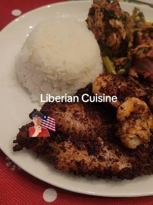 #africandishes #liberianfood #AfricanFood  #motherland #culturalfood #liberia #spicyfood #foodietiktok #soulfood  This dish is shrimp, oxtail catfish, greens and white rice. @Afro_DD78 