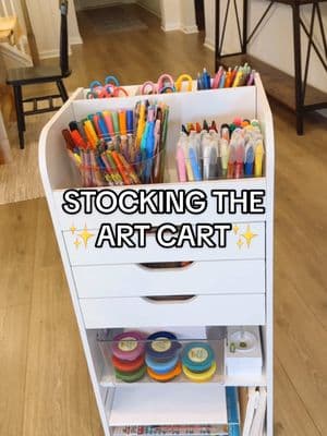 Sharing a favorite from 2024: our art cart! I set this cart up a year and a half ago and it still gets used every. single. day! 🎨**Art cart and all supplies are also linked in my Amazon Storefront (in my bio) under “Art Cart”  #artcart #artsupplies #artsuppliesorganization #asmrsounds #artsuppliesforkids #momhack #satisfyingsounds #seritoninboost #homeorganization #playroomorganization #screenfreeplay