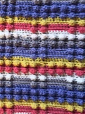 The pattern is by trulycrochet #freepattern #crochet #babyblanket #stripes #bobbles #itsagirl 