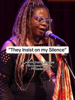 “Anxiety, panic, & depression didn’t win today, heeeeyyyy.” 😌 🎤 @michelle_lashae  🎥 @bagiimage  🏠 @worldcafelive  📍 Philadelphia  🧡 The Place Artists Call Home  📺 Michelle LaShae - “They Insist on my Silence” @ Voices In Power https://youtu.be/vWtYv8gss2g?si=qMDtQyz-r-mAObHv 🎫 https://voicesinpower.com/apoetryopenmicexperience Hope to see you with us soon, whether live or online. What’s your favorite line or an emotion felt from this poem? 💭 #voicesinpower #poetry #openmic #philly 