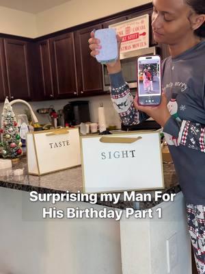 Birthday on Christmas don’t matter because we still going to make it special and for him! Stay tuned to see what I made for his taste, rest of set up, and his reaction!  #surprisingmyboyfriend #surprisingmyhubby #thatfamily #setup #5sensesgift #giftideaformen #birthdaysurprise #couples 