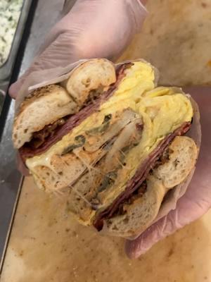 Ridge Diablo & Sausage Egg n' Cheese, double order coming up 🥯#bagels #jersey #hoboken #bangin