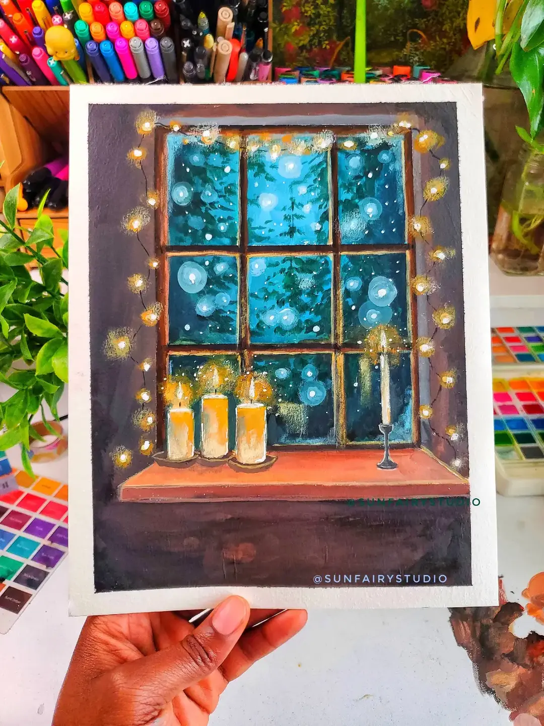 Honestly can't get over how magical this painting turned out 🕯🌟  I added a few process pics swipe to see ➡️📸 . . .This Majestic beautiful resting in the snow ❄️🌿 . . . . gouacheillustration #sketchbook #sketch #artoftheday #gouachepainting #watercolorpainting #tutorial #dreamyart  #deerpainting #gouachepaint #instaart #watercolour #magicalpainting #illustrator #ink #landscapepainting #traditionalart #patreon #autumnpainting #dailyart #paintingoftheday #deerpainting #foliagepainting #foliageart #steps #fantasyart 