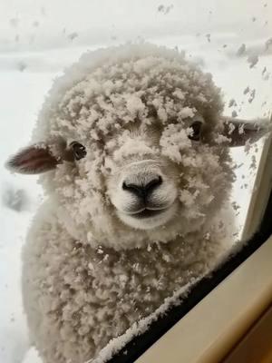 It was very cold outside, and little sheep wanted to go inside to keep warm...#sheep #babysheep #babygoat #lamb #cute #winter 