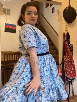 Blue butterflies anyone? 🦋 #momtok #spookymama #bluedress #classic #classiclook #40sdress #gothmama #SAHM #madeitmyself #vintage #vintagesewing #butterfly  