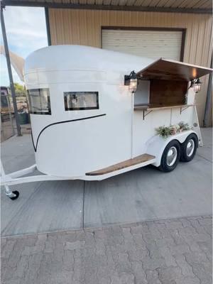 Horse trailer turned mobile business! Converted this trailer into a beautiful business to take on the road. #eventrentals #rentalbusiness #mobilebar #renovatedhorsetrailer #coffeecart #horsetrailerbar #mobilebusiness 