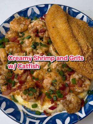 Creamy Shrimp and Grits w/ Catfish (via @Alden Boudy)  #blackfoodiefinder #shrimpandgrits #catfish #breakfast #brunch #brunchideas 