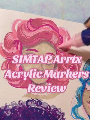 SIMTAP Acrylic Markers from @Arrtx Review! Using the fun brush tip markers in some colorful hair styles! I actually used these markers all throughout my Christmas Advent calendar I did this year. They’re fun to work with, just a “throwing up” issue with the marker itself. I feel like that comes with the territory of paint markers in general though😂😂😅  _ #arrtx #arrtxart #arrtxmarkers #art #drawing #sketchbook #artreview #colorwithme #colortok #artist 