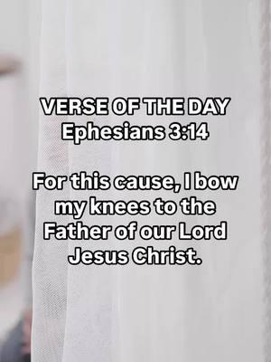 VERSE OF THE DAY  Ephesians 3:14  For this cause, I bow my knees to the Father of our Lord Jesus Christ.  #fridayfeeling #bible #bibleverse #bibleinspiration #biblestudy #verseoftheday #unstoppablefaith #friendship #stayencouraged #beinspired #JesusChristisLord #dailydevo #motivation #fyp #creatorsearchinsights #christiantiktok #christiantiktokcomunity 